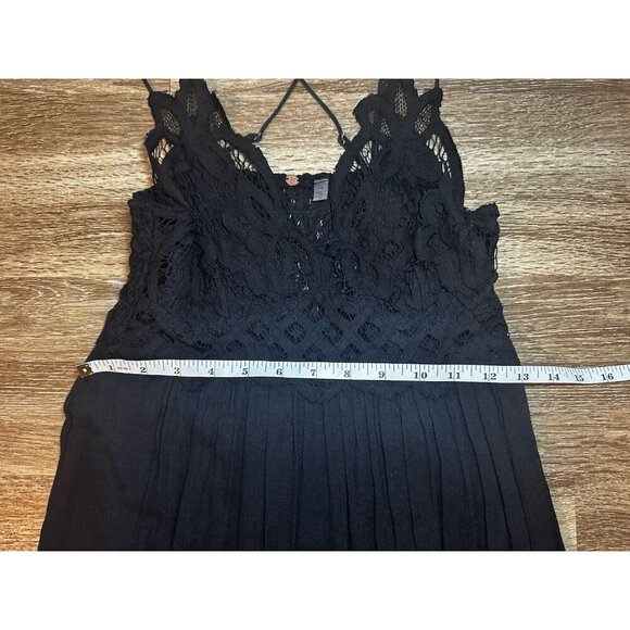 Free People Adella Lace Trim Midi Dress in Black Size Small Whimisigoth Fairy - Picture 7 of 11